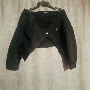 Black off shoulder crop jacket